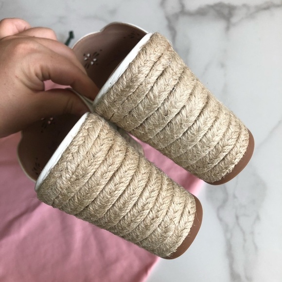 Kate Spade Tia Tenley Espadrille Wedge Sandal White Leather Laser Cut - Picture 4 of 8